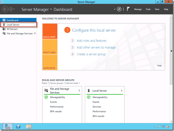 Disable Internet Explorer Enhanced Security Configuration - Server Manager Dashboard