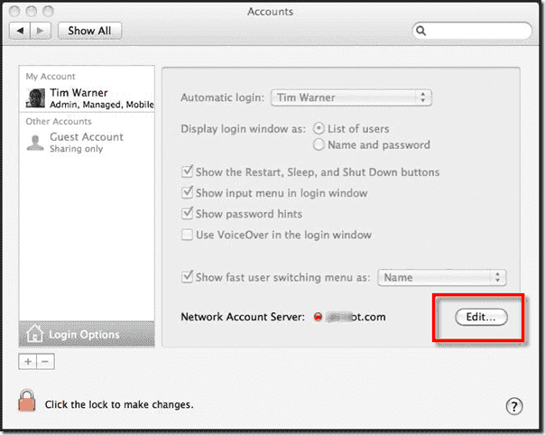 Mac OS X Active Directory Join - Login Options