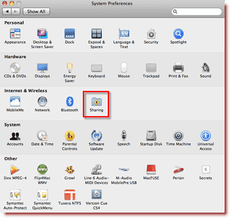 MAC Windows sharing - Mac OS X Preferences pane