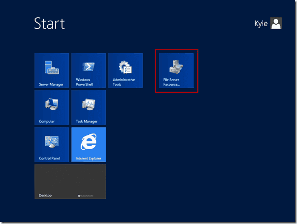 FRSM on the Windows Server 2012 Start Screen