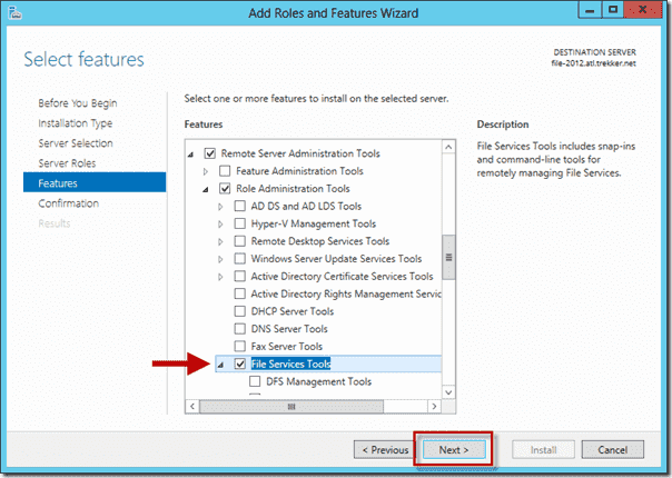 Install FSRM on Windows Server 2012 using Server Manager 8