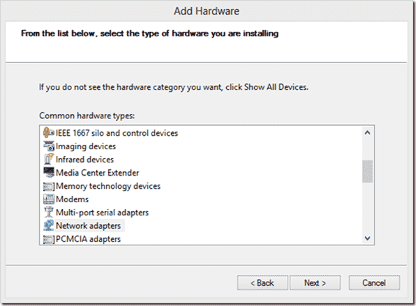 Select network adapters