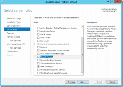 Adding the IIS & RAS roles