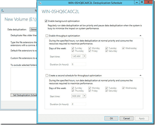 Data Deduplication schedule