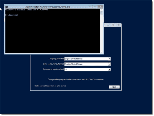 Open command prompt in Windows Setup