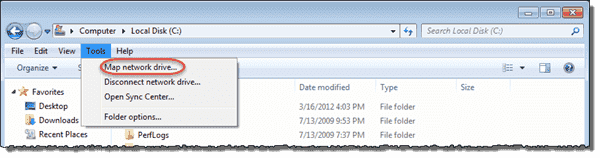 Map network drive in Windows 7