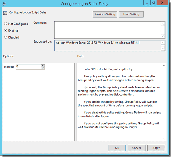 Configure Logon Script Delay policy