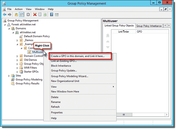 Create a new GPO in the Group Policy Management Console