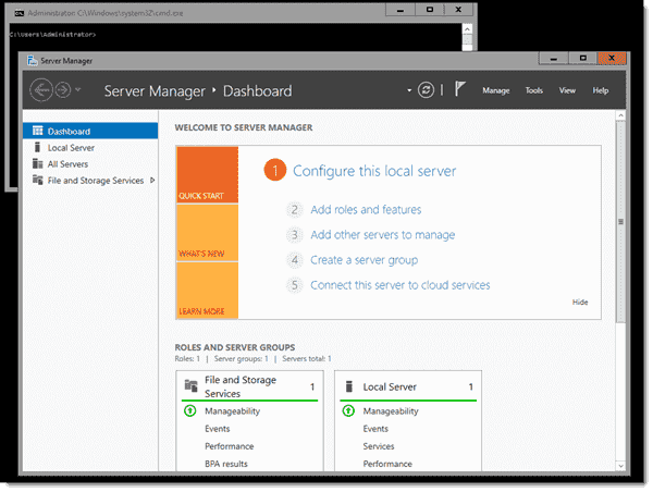 Windows Server 2016 running MinShell