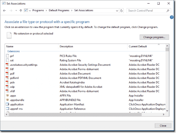 Verifying default file associations