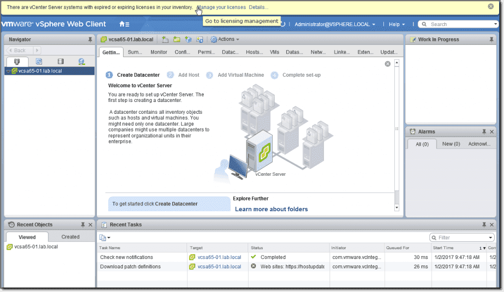 vcenter 6.5 cluster different