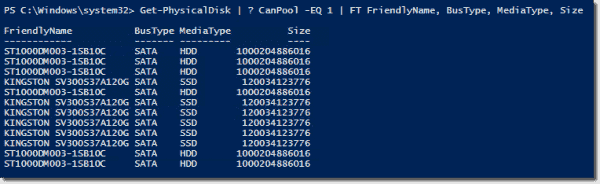 Listing disks eligible for S2D