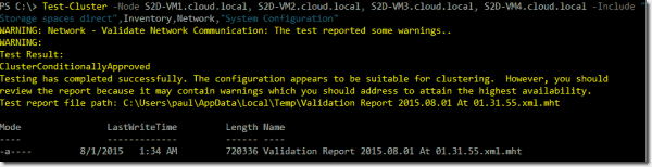 Testing S2D cluster nodes before creating the cluster