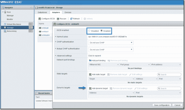 Vmware 7 iscsi настройка