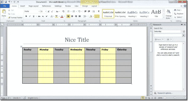 A Word table created with PowerShell