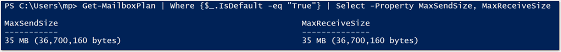 Set default Office 365 mailbox send and receive size limits – 4sysops