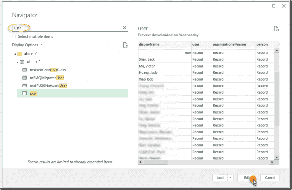 Navigate to the user object class