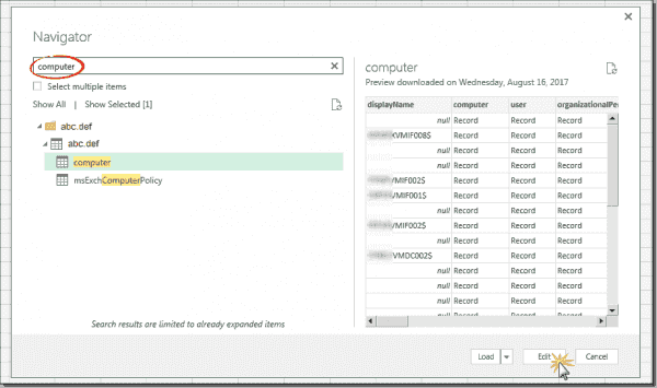 Select the computer class in the Navigator window