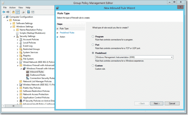 Enable WMI in Windows Firewall via Group Policy