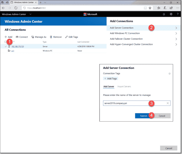 Creating a remote server connection