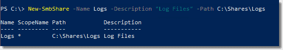 Create a new share for log files