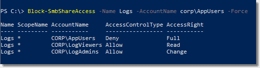 Denying access to the Logs file share