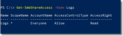 Getting the share permissions of the Logs share