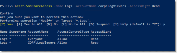 Granting Read permissions to the Logs share