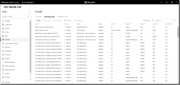 Managing firewall rules remotely with Windows Admin Center