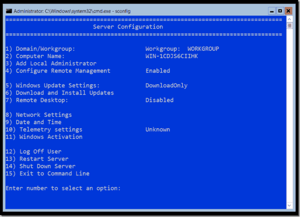 Use sconfig to configure the server locally