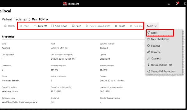 Manage power state of virtual machines