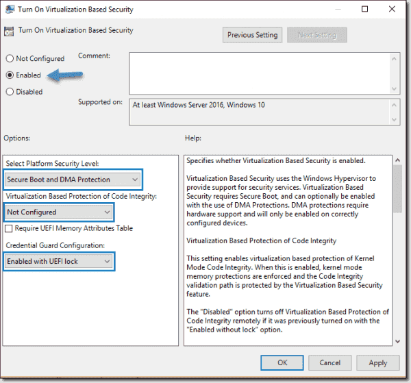 Credential Guard configuration