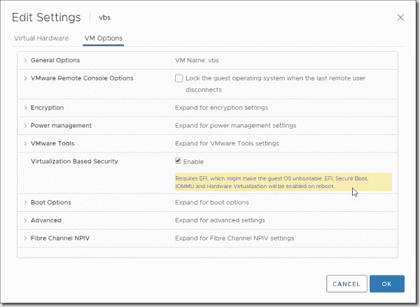 Enabling VBS