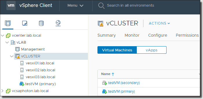 Настройка fault tolerance vmware