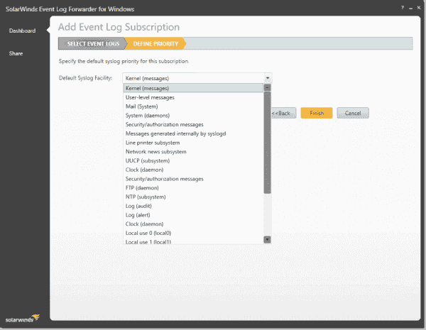 Security log subscription priority