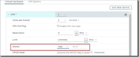 Vmware cpu reservation что это