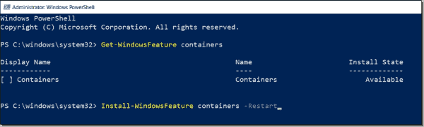 Install the Containers feature