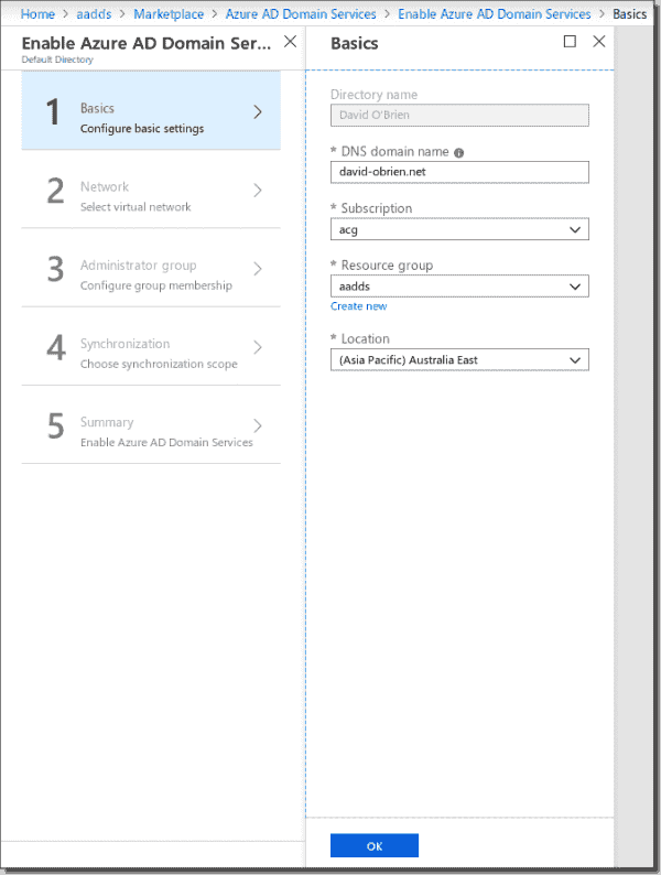 Create the AADDS basics