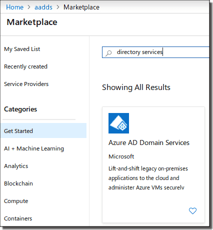 Search for AADDS in the marketplace