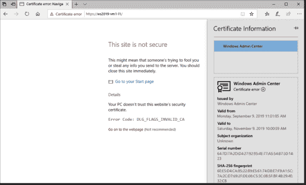 WACs self signed certificate leads to browser warnings