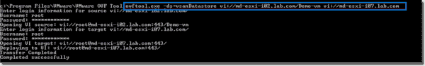 Copy VMs between ESXi hosts using the OVF Tool