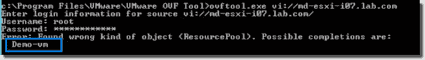 Query target ESXi host for VMs