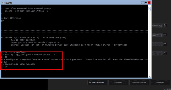 Configuring SQL Server for remote access with sqlcmd.exe