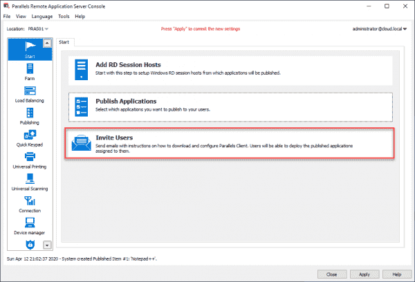 parallels ras server