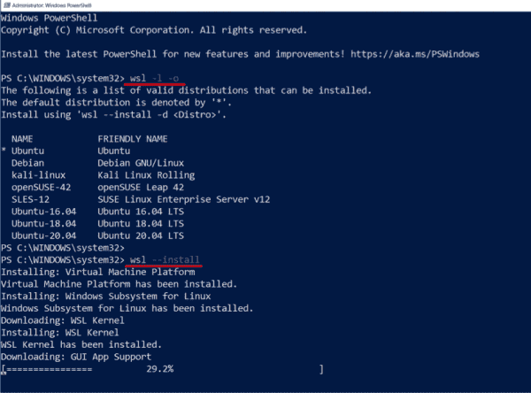 The installation of WSL including support for GUI application is now completely handled by wsl.exe