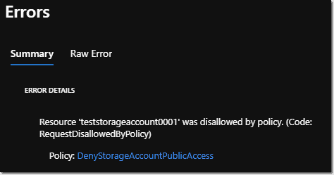 Azure Policy prevents disallowed resources