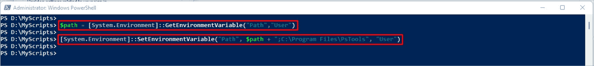 Add PsTools to the User Path environment variable