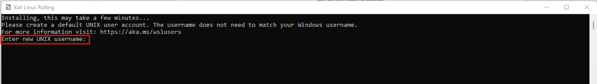 Kali Linux in WSL Initial setup