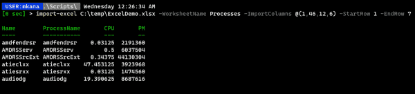 Process info imported into PowerShell