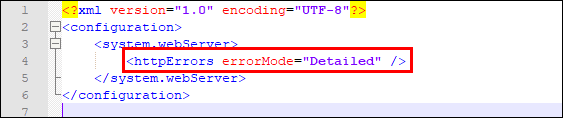 Enabling detailed errors using web.config file